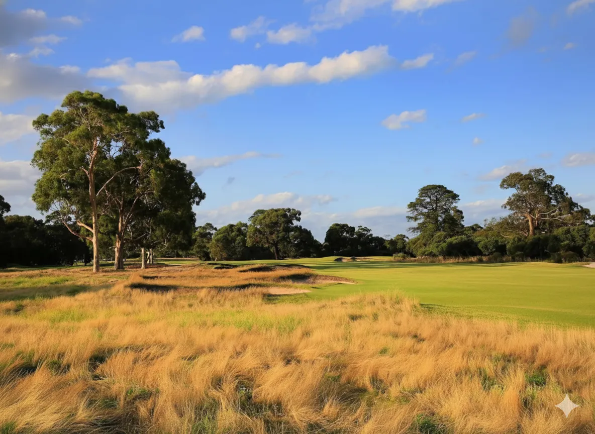 Kingston Heath Golf Club fairway with strategic bunkering through Sandbelt terrain