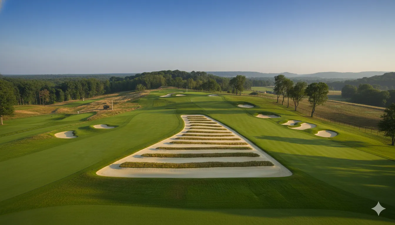 Oakmont Country Club fairway with Church Pews bunker complex