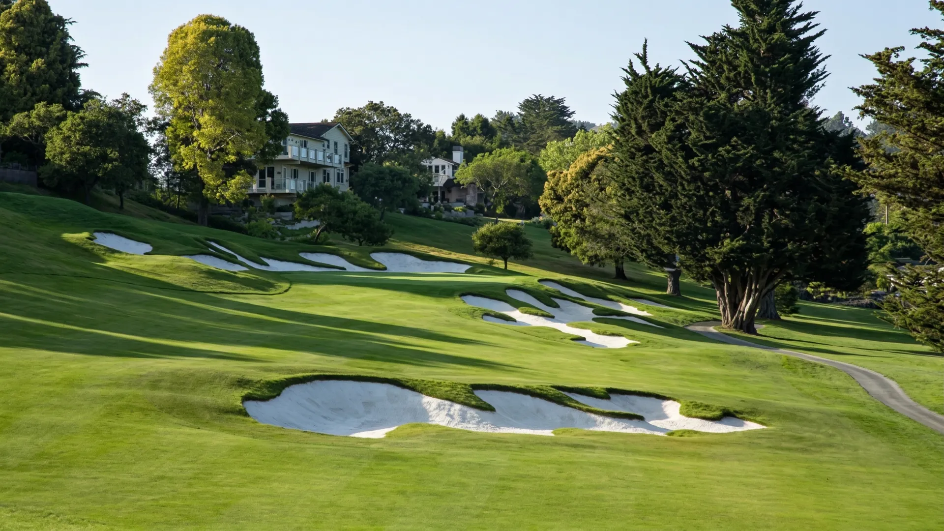 Pasatiempo Golf Club's dramatic 16th hole with its ravine carry and three-tiered green complex in Santa Cruz, California