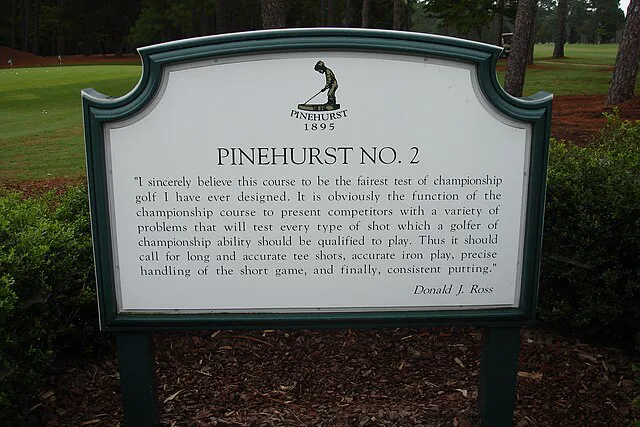 Pinehurst No. 2 fairway with characteristic Donald Ross crowned green